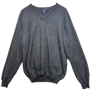 Club Room Men's Cashmere V Neck Pullover Sweater Knit Long Sleeve Size XL Gray